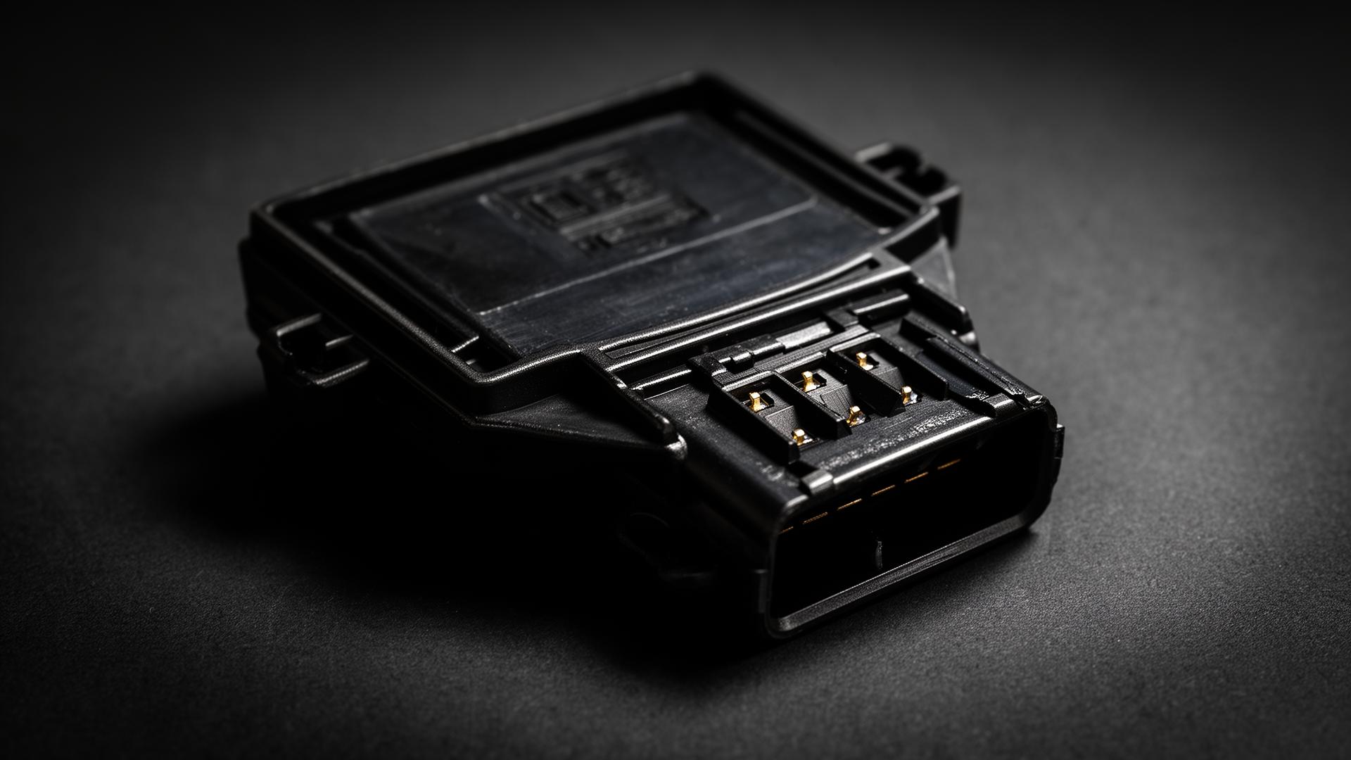 Macro detail of a precision-moulded automotive electronic component